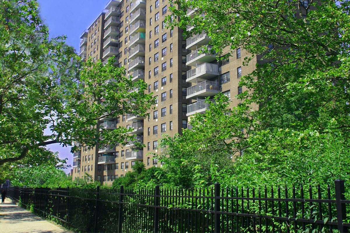 A photo of Hazel Towers, Bronx, NY from the sidewalk