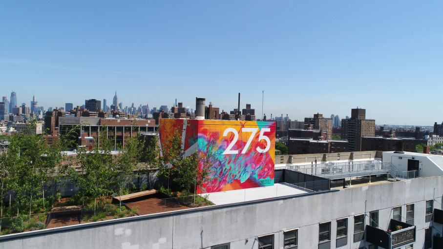 The rooftop common area at 275 South Street on the Lower East Side. Photo: Madsteez